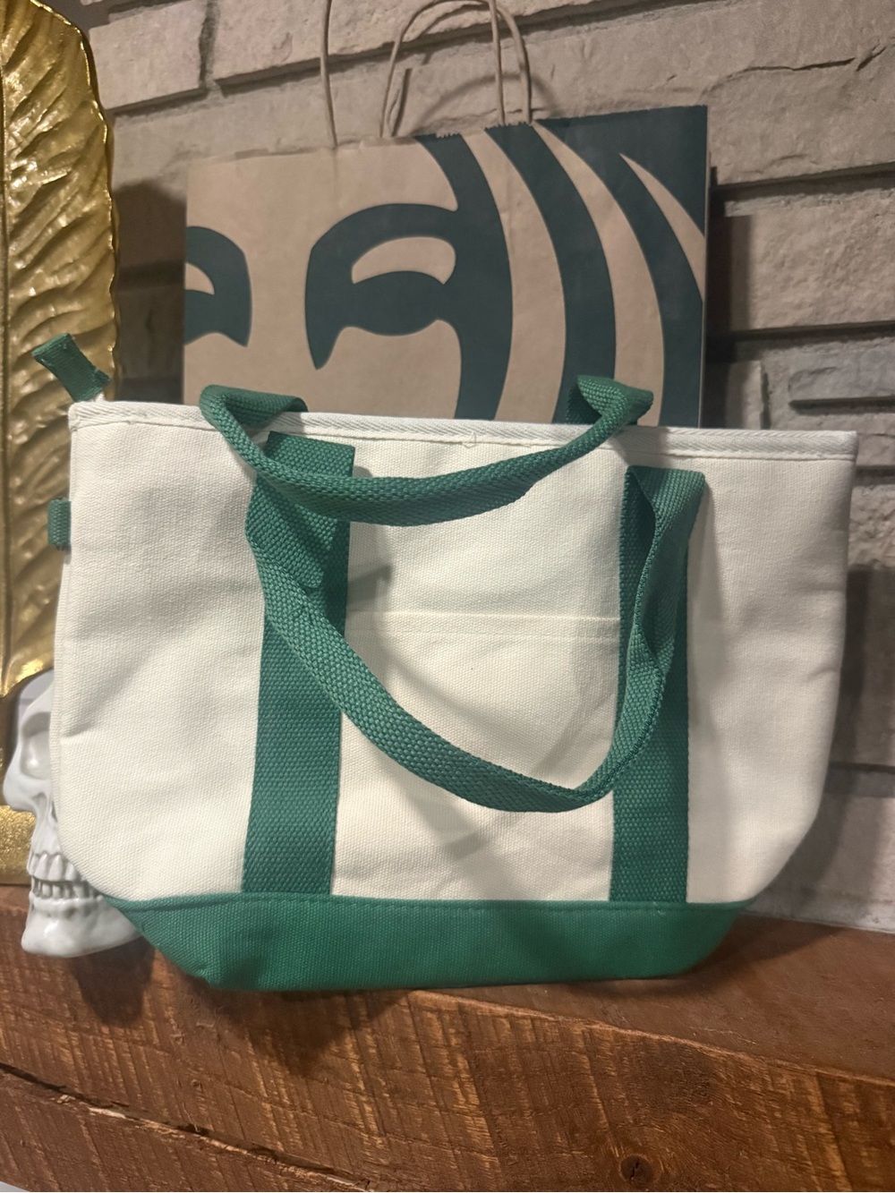 Starbucks Peanuts Snoopy Cream & Green Peanuts Snoopy Canvas Tote - Picture 3 of 3